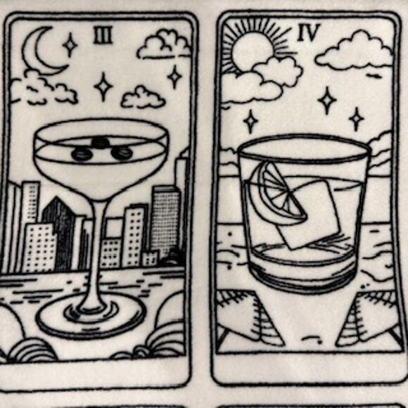 NWT Deborah Connolly 6 pieces Black & White Cocktail Drinks Bath Towels - Picture 5 of 7